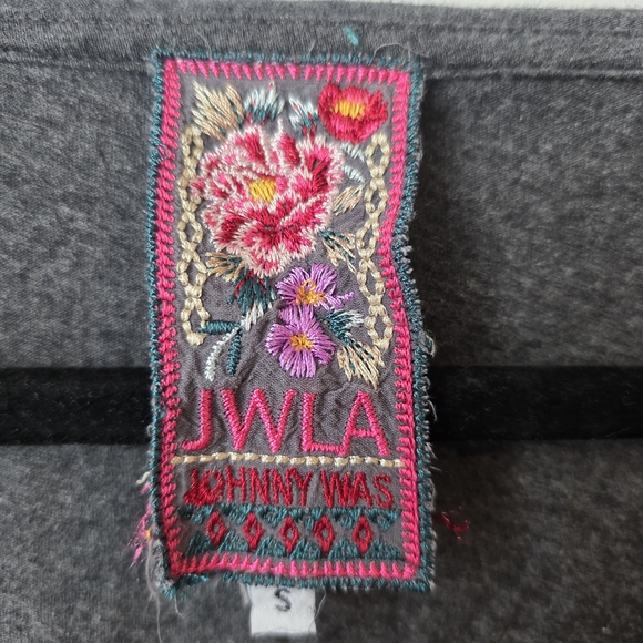 Johnny Was Embroidered Tunic Top Small Gray with Multicolor Accents - Picture 4 of 8